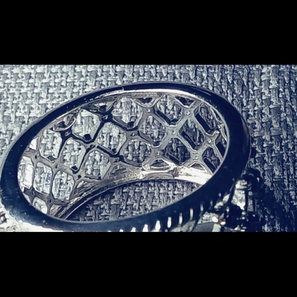 NEW CHARTREUSE QUARTZ THAI BLACK SPINEL RING PLATINUM OVER STERLING SILVER SZ 8 - Picture 8 of 16